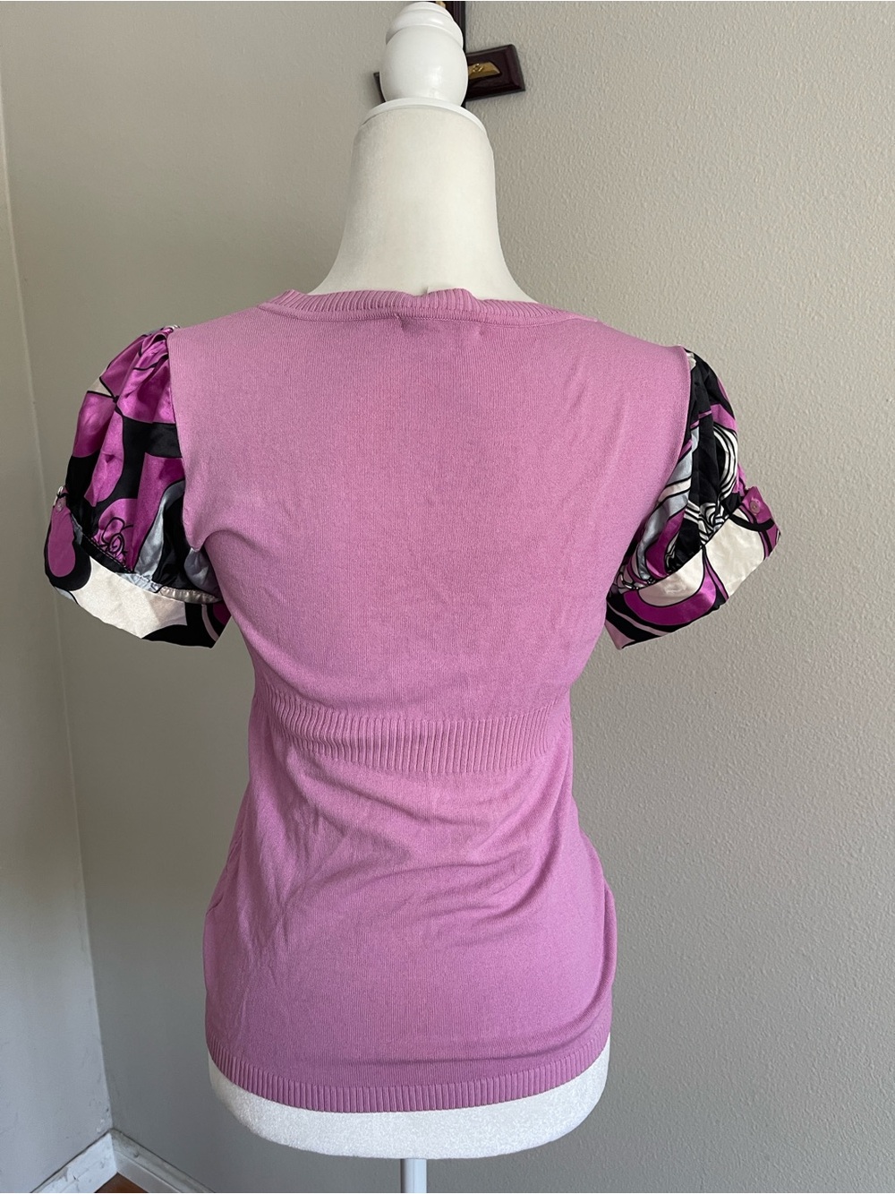 Peppe Peluso Lavender Pink Scoop-Neck Mixed Fabric Top - Picture 4 of 6